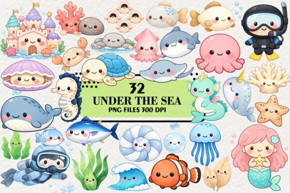 Download Kawaii Under the Sea Clipart Bundle - Clipart bundle Collection