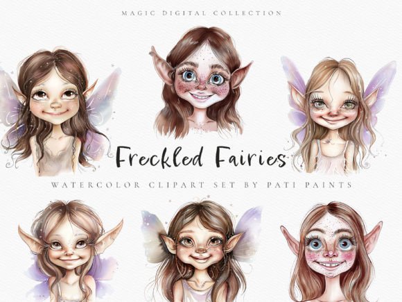 Download Watercolor Fairy Face Clipart Bundle - Clipart bundle Collection