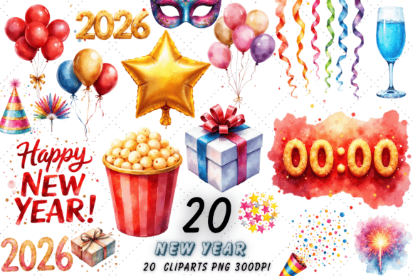 Download New Year Celebration Clipart Bundle Png - Clipart bundle Collection