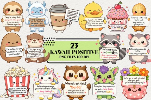 Download Kawaii Positive Emotions Clipart Bundle - Clipart bundle Collection