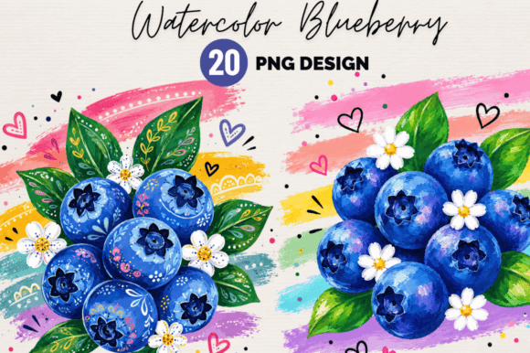 Download Watercolor Blueberry PNG Clipart Bundle - Clipart bundle Collection
