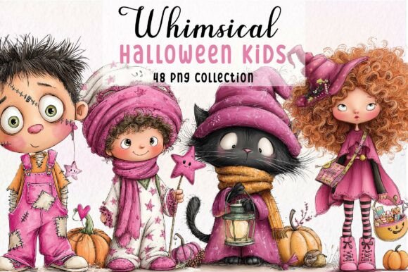 Download Whimsical Halloween Kids Clipart Bundle - Clipart bundle Collection