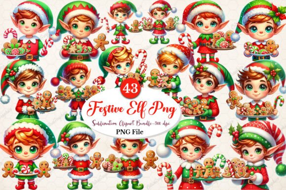 Download Watercolor Festive Elf Clipart Bundle. - Clipart bundle Collection